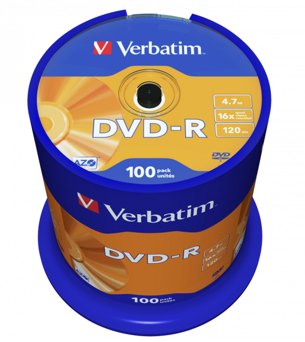 DVD-R VERBATIM, 16x, 4.7GB, Matt Silver, 100 buc [2]