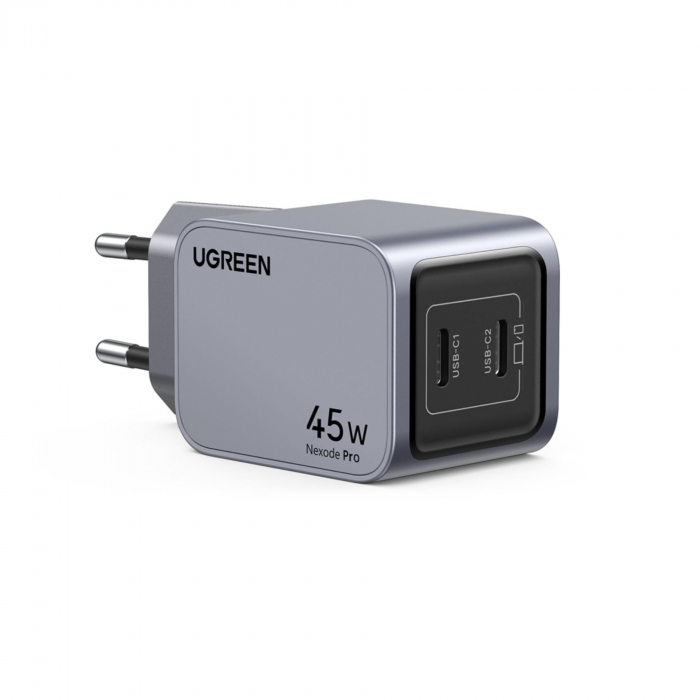 Incarcator retea Ugreen Nexode Pro, 45W, 2x USB-C, Gri [1]
