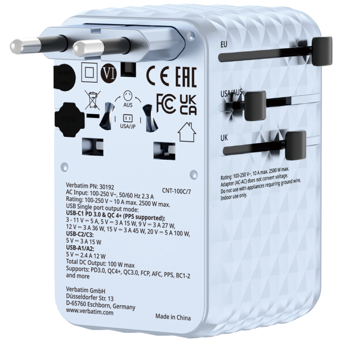 Incarcator Verbatim Charge 'n' Travel 100W, GaN III, Albastru [4]