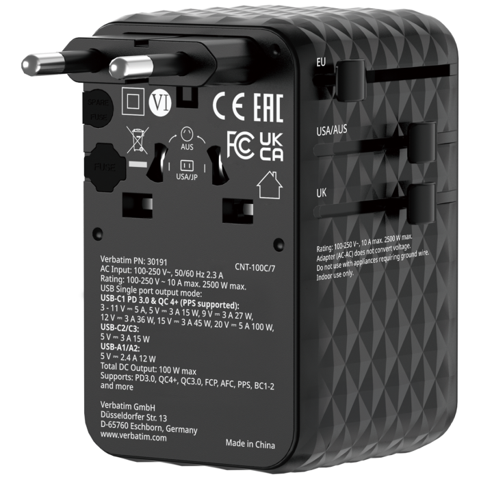 Incarcator Verbatim Charge 'n' Travel 100W, GaN III, Negru [5]