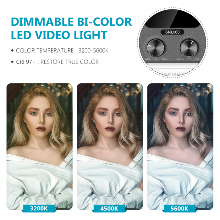 Kit lumini studio Bi-color Neewer SNL660 2x lampi LED bi-color [4]