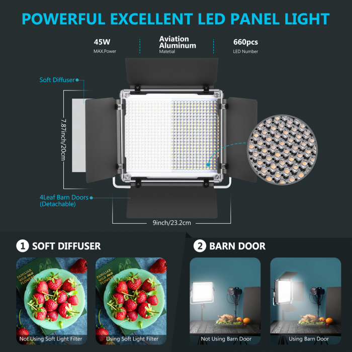 Kit lumini studio Bi-color Neewer SNL660 2x lampi LED bi-color [2]