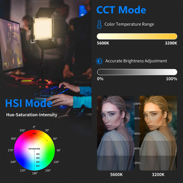 Kit lumini studio RGB Neewer 660PRO 2x lampi LED RGB [5]