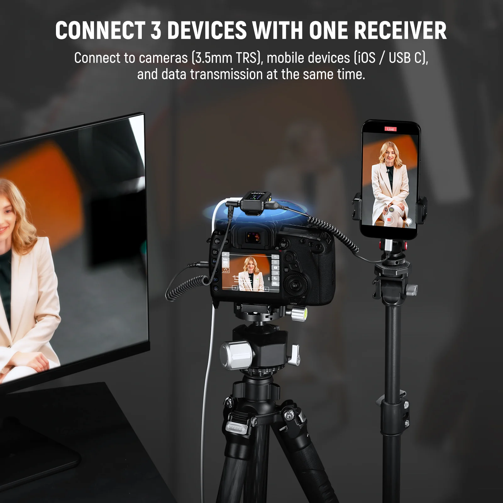 Kit lavaliere wireless Neewer CM28 PRO 2TX-1RX [2]