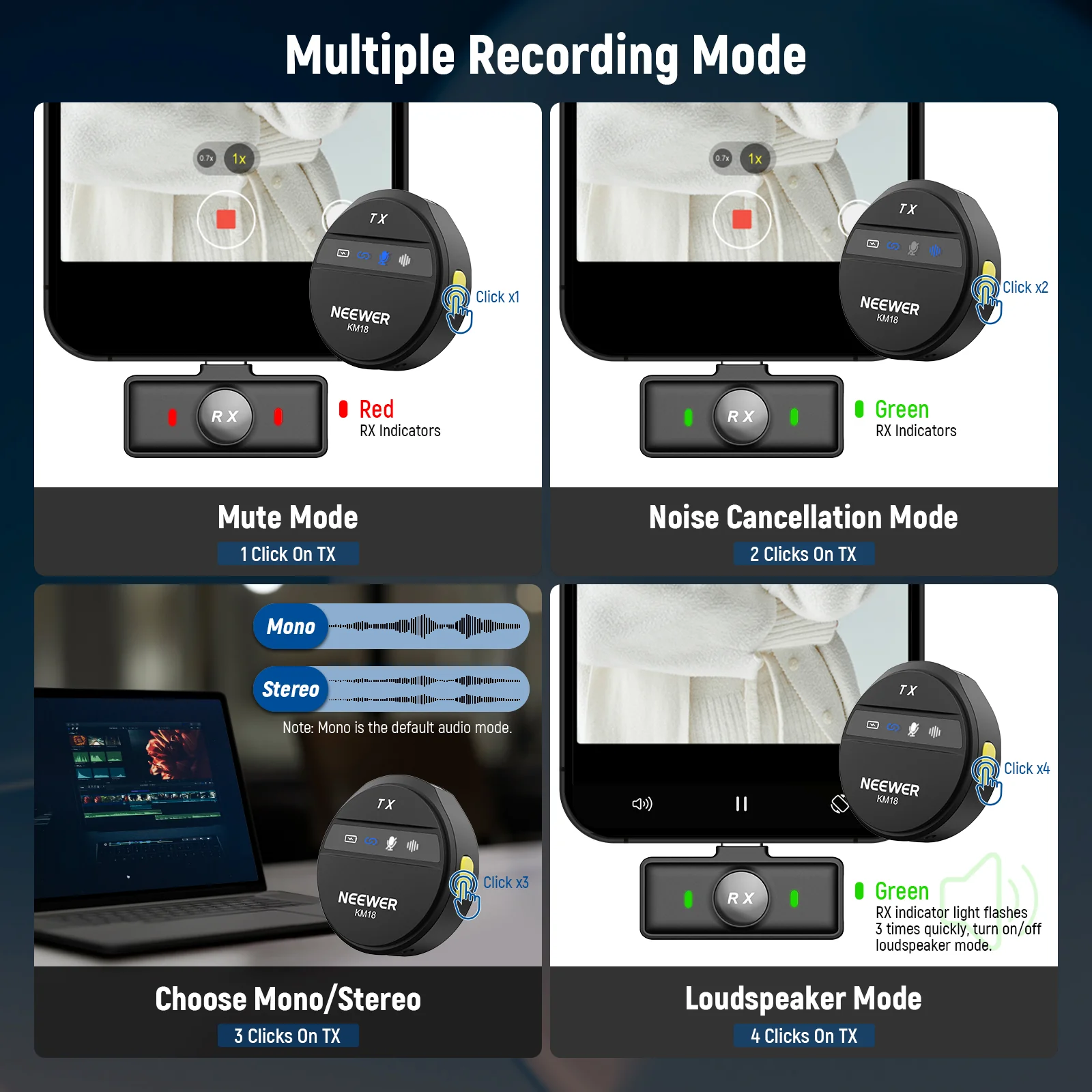Kit lavaliere wireless Neewer KM18 2TX-1RX [5]
