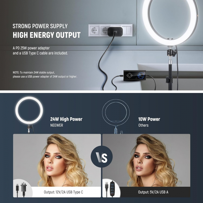 Lampa LED circulara Neewer RH12B 24W, 2900K-7000K [6]