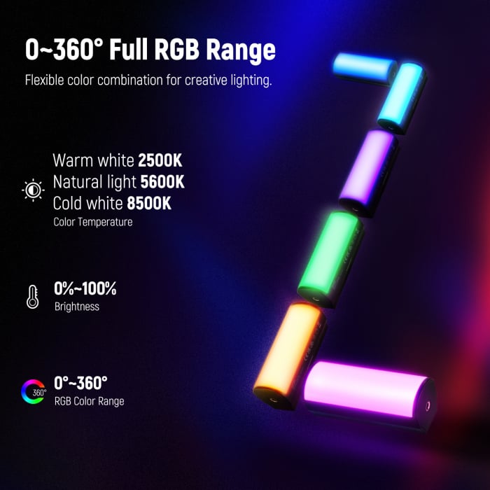 Lampa video magnetica LED RBG tub Neewer TL96RGB [2]