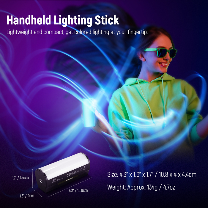 Lampa video magnetica LED RBG tub Neewer TL96RGB [3]