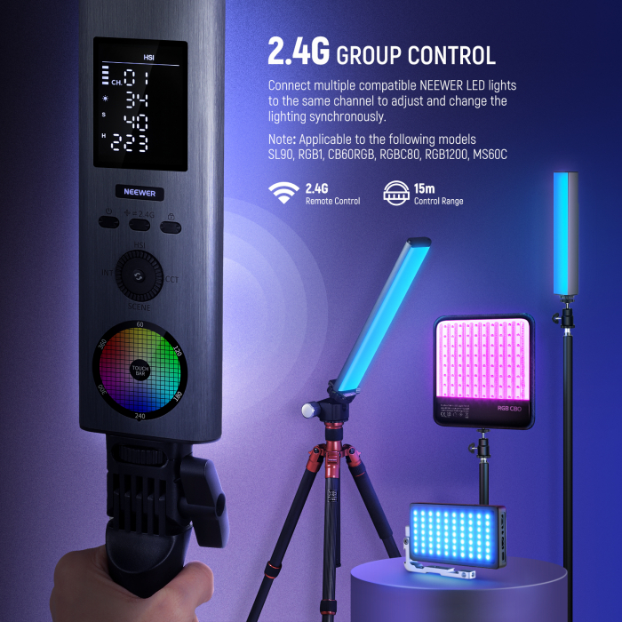 Lampa video LED RBG tub Neewer BH30S [7]