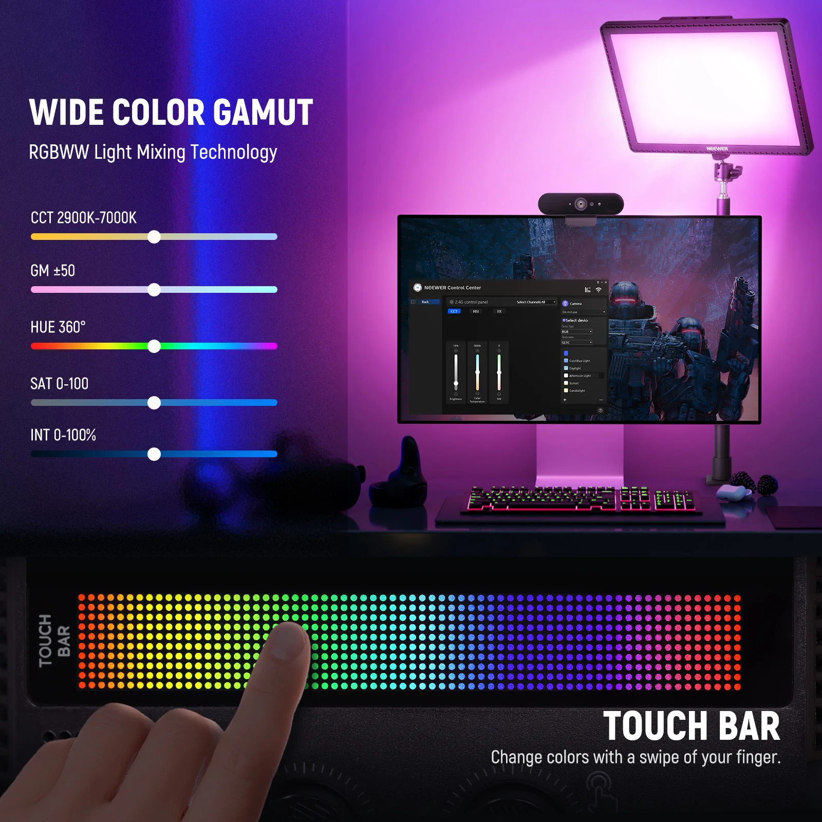 Lampa video LED RGB Neewer GL1C 48W [4]