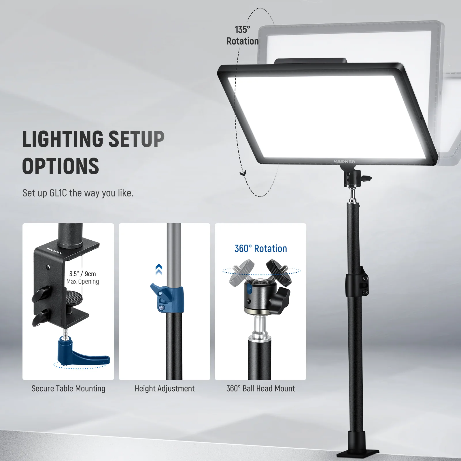 Lampa video LED RGB Neewer GL1C 48W [7]