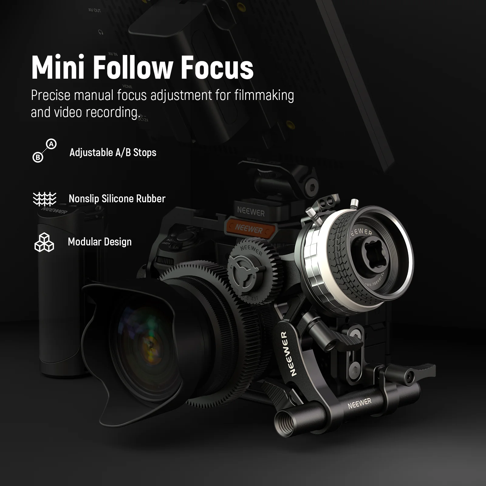 Mini Follow focus Neewer PG001 cu opritoare A-B [2]