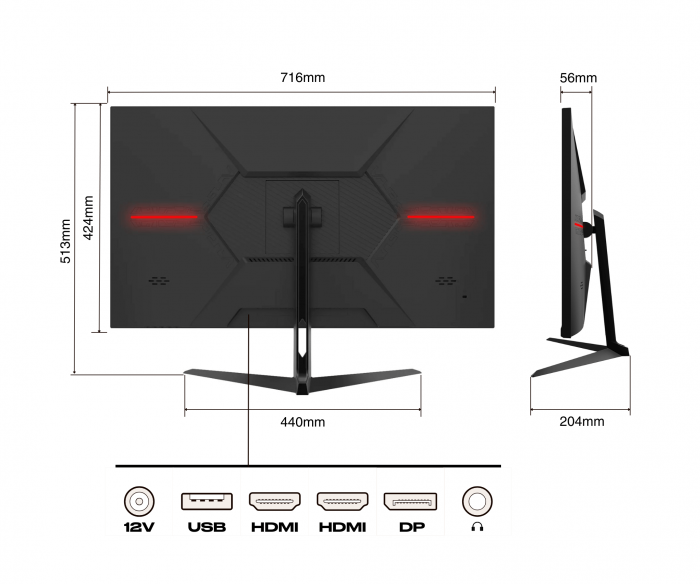 Monitor LED JAPANNEXT JN-IPS315WQHD165F, 31.5", WQHD, 165Hz [2]