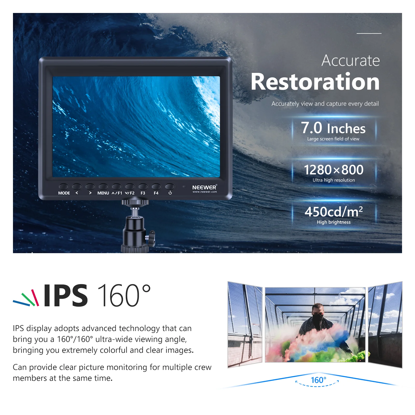 Monitor pentru camera Neewer F100, 7'', HD [3]