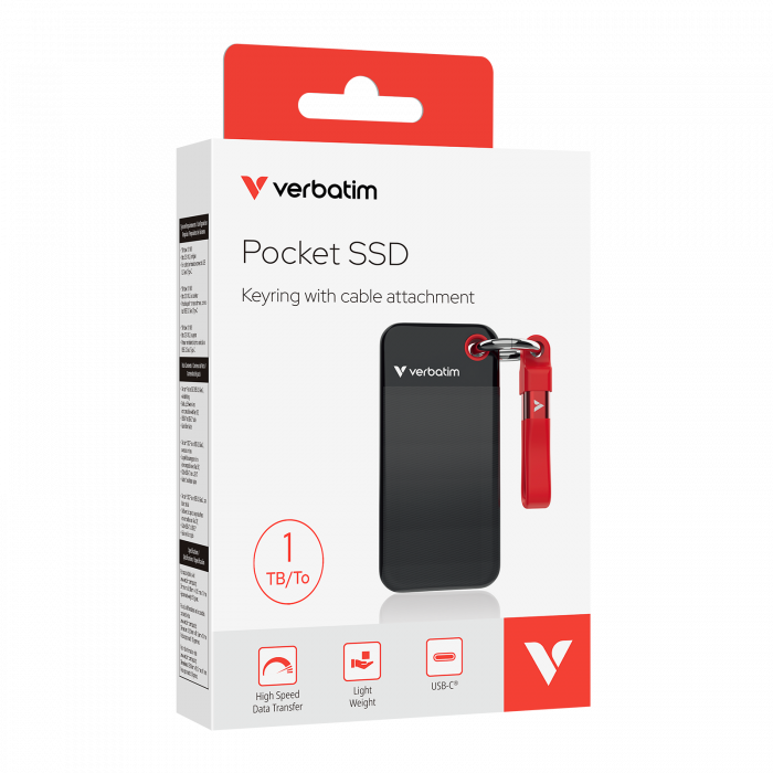 Pocket SSD Verbatim, USB 3.2 Gen 2, 1TB, Negru/Rosu [3]
