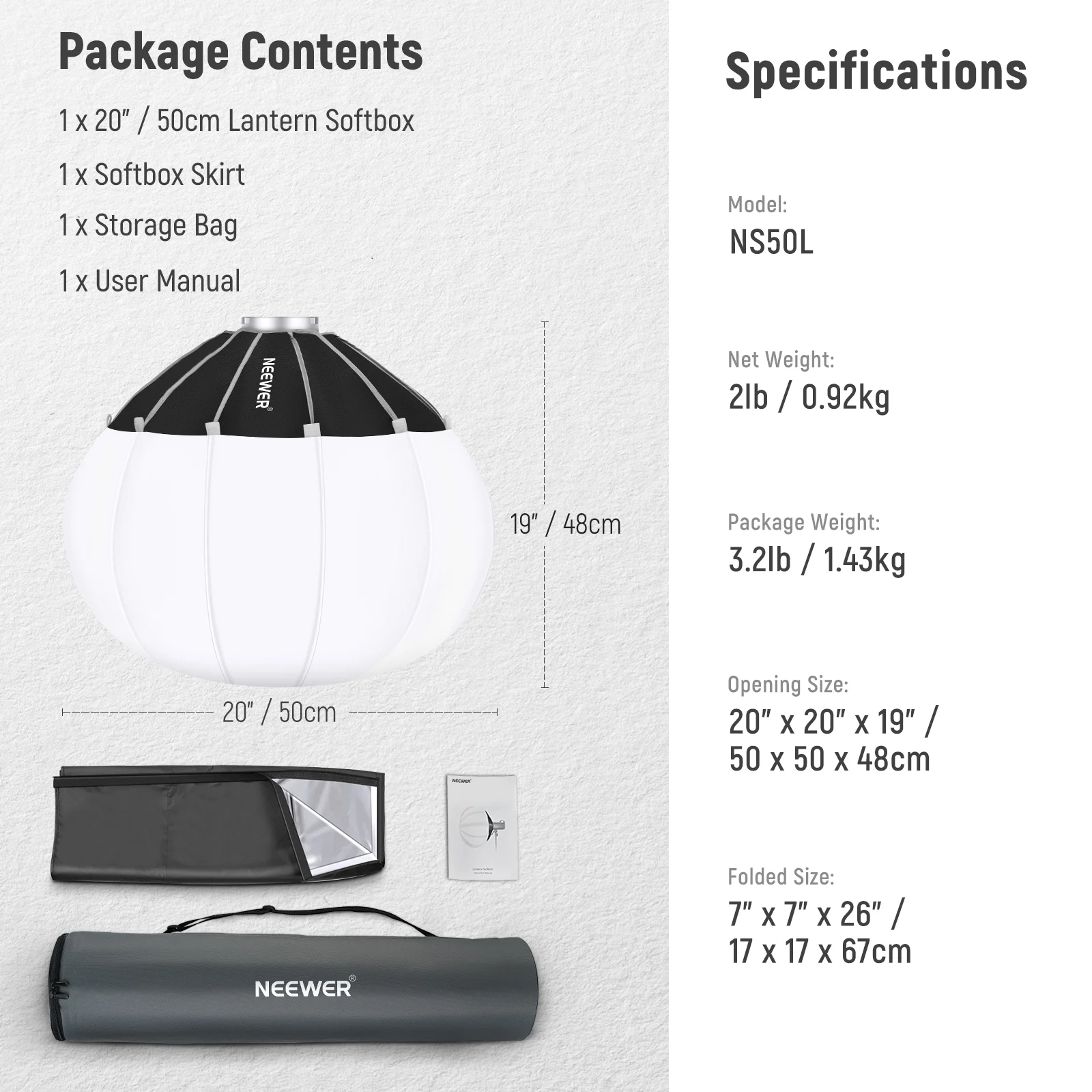 Softbox tip lanterna Neewer NS50L, 50 cm [8]