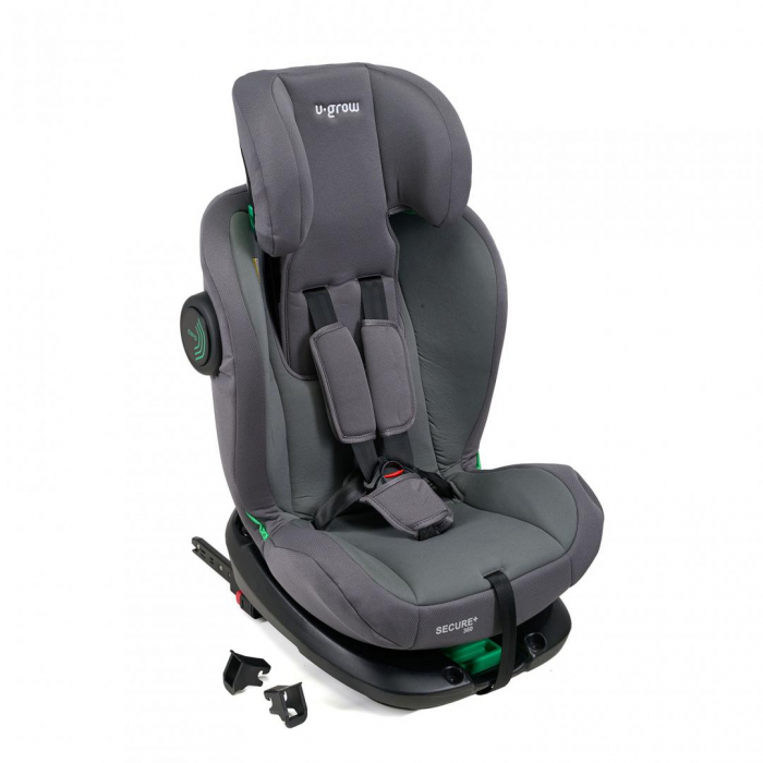 Scaun auto U-GROW Secure+, Rotatie 360 de grade, i-Size, ISOFIX, 0-36 kg, 40-150 cm, Gri [7]
