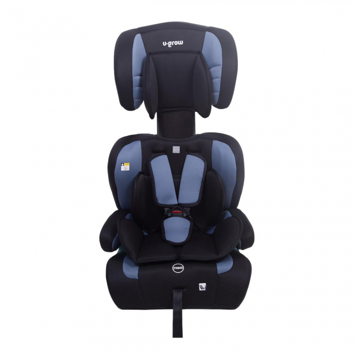 Scaun auto U-GROW, R129, fara ISOFIX, 9-36 kg, 76-150 cm, Albastru / Negru [3]