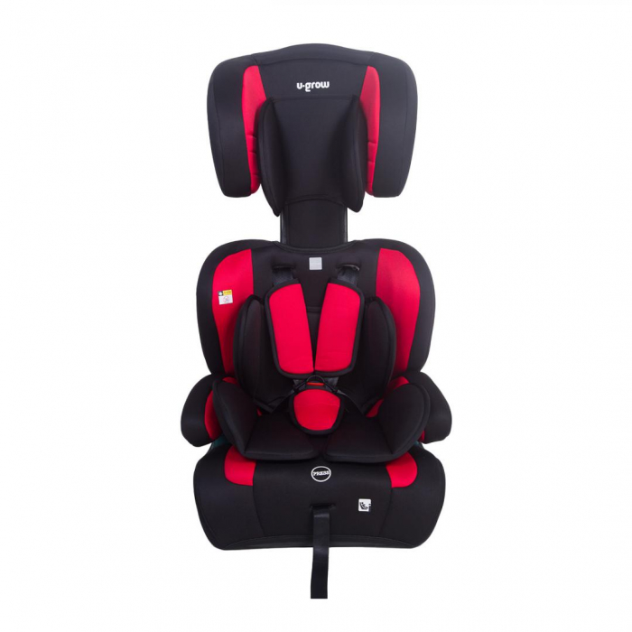 Scaun auto U-GROW, R129, fara ISOFIX, 9-36 kg, 76-150 cm, Rosu / Negru [3]