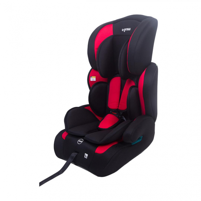 Scaun auto U-GROW, R129, fara ISOFIX, 9-36 kg, 76-150 cm, Rosu / Negru [2]