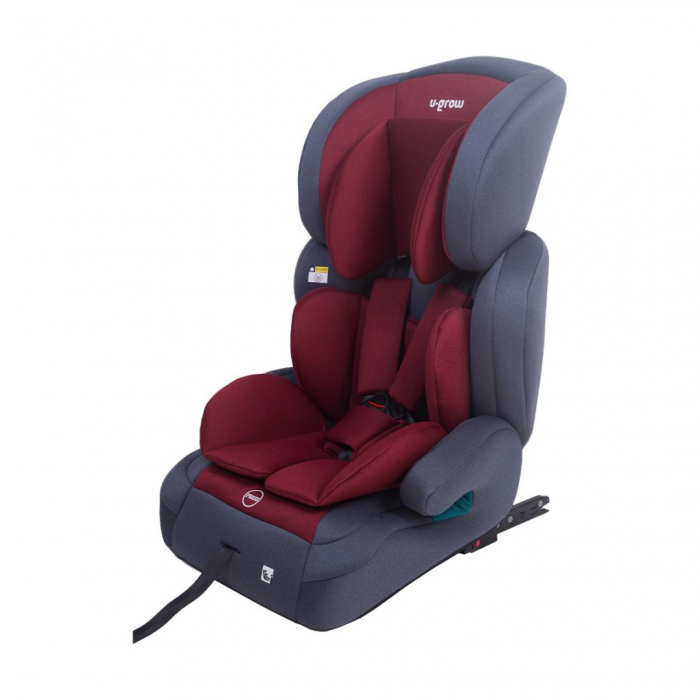 Scaun auto U-GROW, R129, ISOFIX, 9-36 kg, 76-150 cm, Rosu / Gri [2]