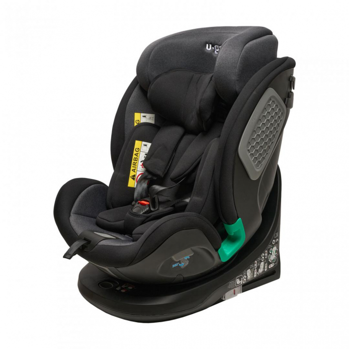 Scaun auto U-GROW, Rotatie 360 de grade, i-Size, R129, ISOFIX, 0-36 kg, 40-150 cm, Negru [2]