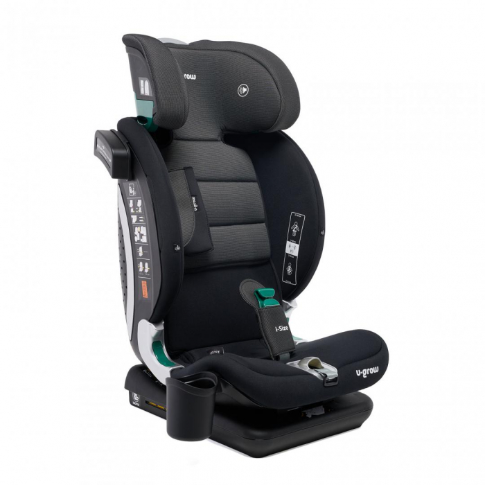 Scaun auto U-GROW Goldfix Plus, i-Size, R129, ISOFIX, 9-36 kg, 76-150 cm, Negru [5]