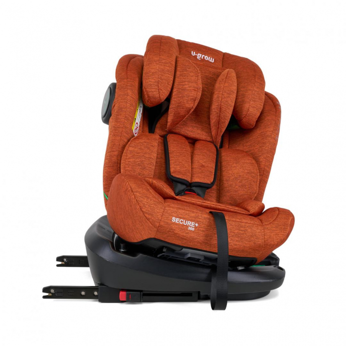 Scaun auto U-GROW Secure+, Rotatie 360 de grade, i-Size, ISOFIX, 0-36 kg, 40-150 cm, Caramiziu [3]
