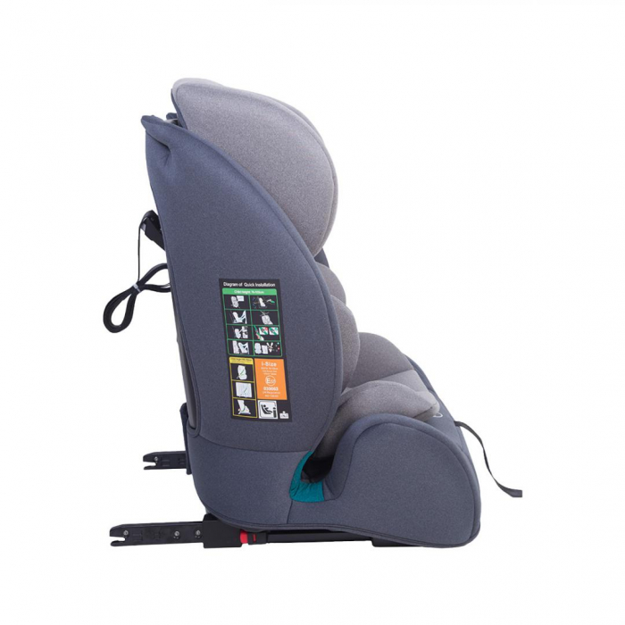 Scaun auto U-GROW, R129, ISOFIX, top tether, 9-36 kg, 76-150 cm, Gri [3]