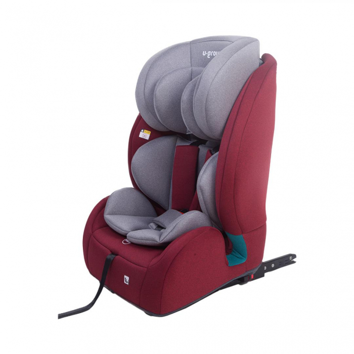 Scaun auto U-GROW, R129, ISOFIX, top tether, 9-36 kg, 76-150 cm, Rosu [2]