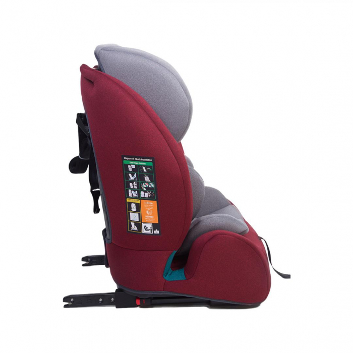 Scaun auto U-GROW, R129, ISOFIX, top tether, 9-36 kg, 76-150 cm, Rosu [3]