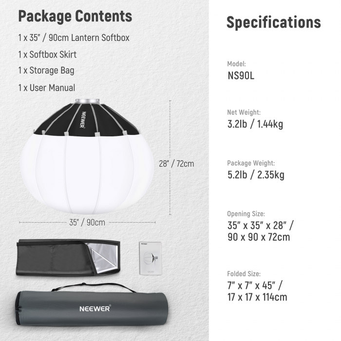 Softbox tip lanterna Neewer NS90L, 90 cm [8]