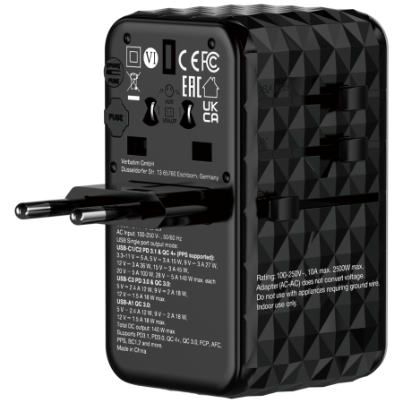 Adaptor universal Verbatim GaN III, Travel, 140W [1]