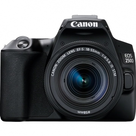 Aparat foto DSLR Canon EOS 250D, 24.1 MP, Wi-Fi, 4K + Obiectiv EF-S 18-55mm F/4-5.6 IS STM [1]