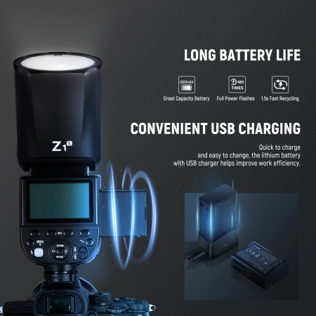 Blit Speedlite Neewer Z1-S TTL cu cap rotund, comp. Sony [4]