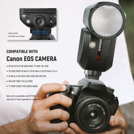 Blit Speedlite Neewer Z2-C TTL cu cap rotund, comp. Canon [7]