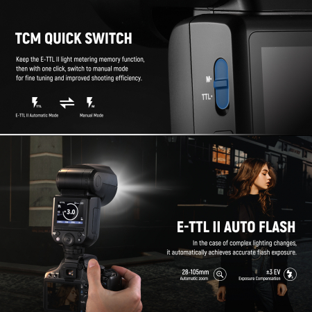 Blit Speedlite Neewer Z2-C TTL cu cap rotund, comp. Canon [3]
