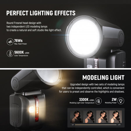 Blit Speedlite Neewer Z2-S TTL cu cap rotund [2]