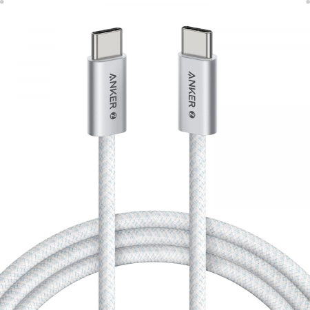 Laptop, Tablete & Telefoane - Cablu Anker Zolo USB-C la USB-C, 240W, braided, 1m, Alb