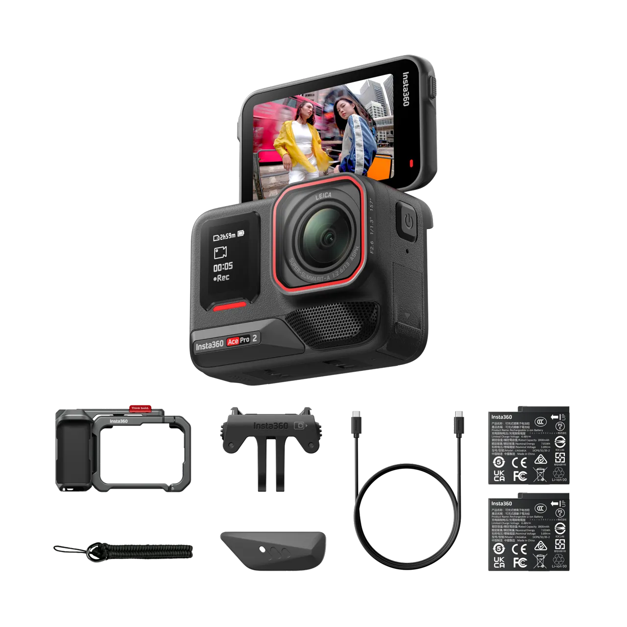 TV, Audio-Video & Foto - Camera video de actiune Insta360 Ace Pro 2 Xplorer Bundle, Dual Battery, Slate Gray