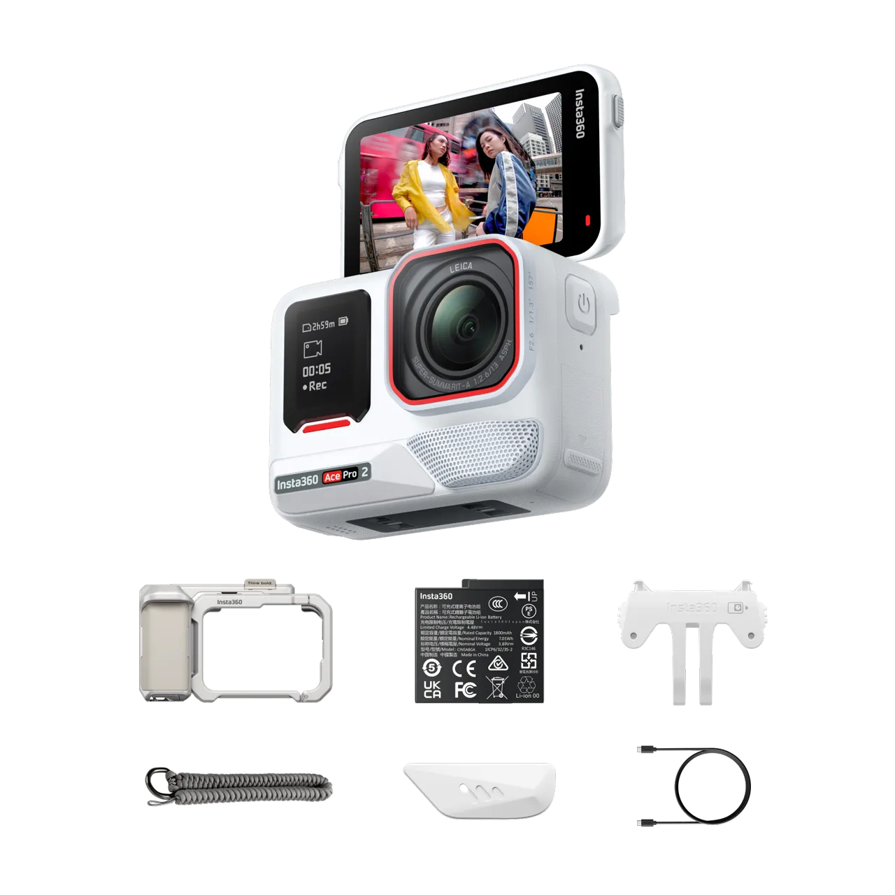 Camere video de actiune Insta360 - Camera video de actiune Insta360 Ace Pro 2 Xplorer Bundle, Arctic White