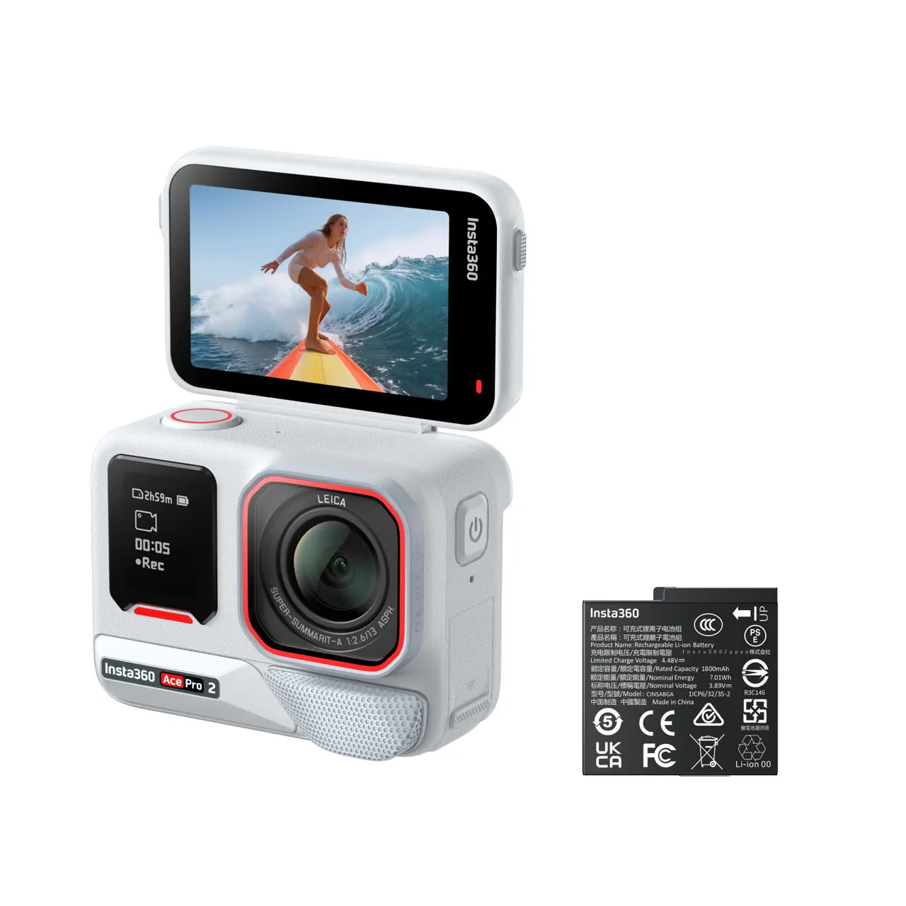Camera video de actiune Insta360 Ace Pro 2 Standard Bundle, Arctic White [1]