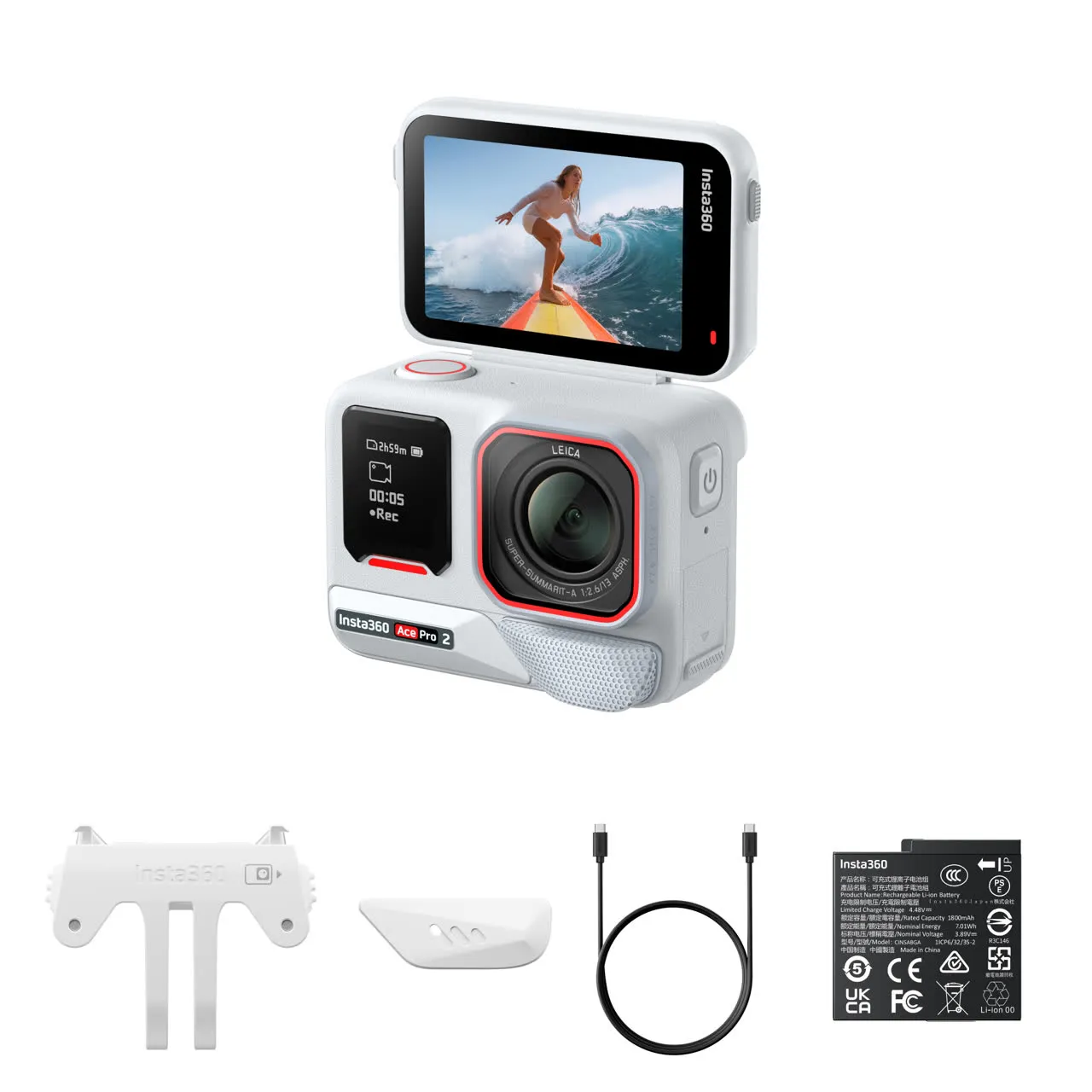TV, Audio-Video & Foto - Camera video de actiune Insta360 Ace Pro 2 Standard Bundle, Arctic White