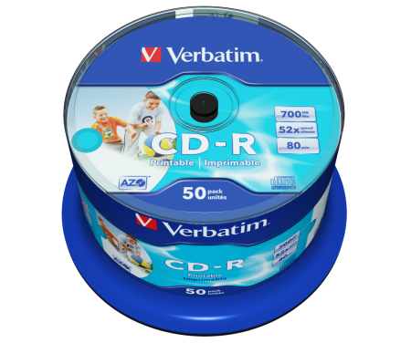 Unitati Optice Externe - CD-R printabil VERBATIM, 52x, 700MB, 50 buc