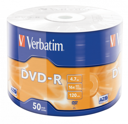 Unitati Optice Externe - DVD-R VERBATIM, 16x, 4.7GB, Matt Silver, 50 buc