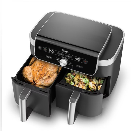 Friteuza dubla cu aer cald Ninja Airfryer DualZone DZ901EU, Gri [1]