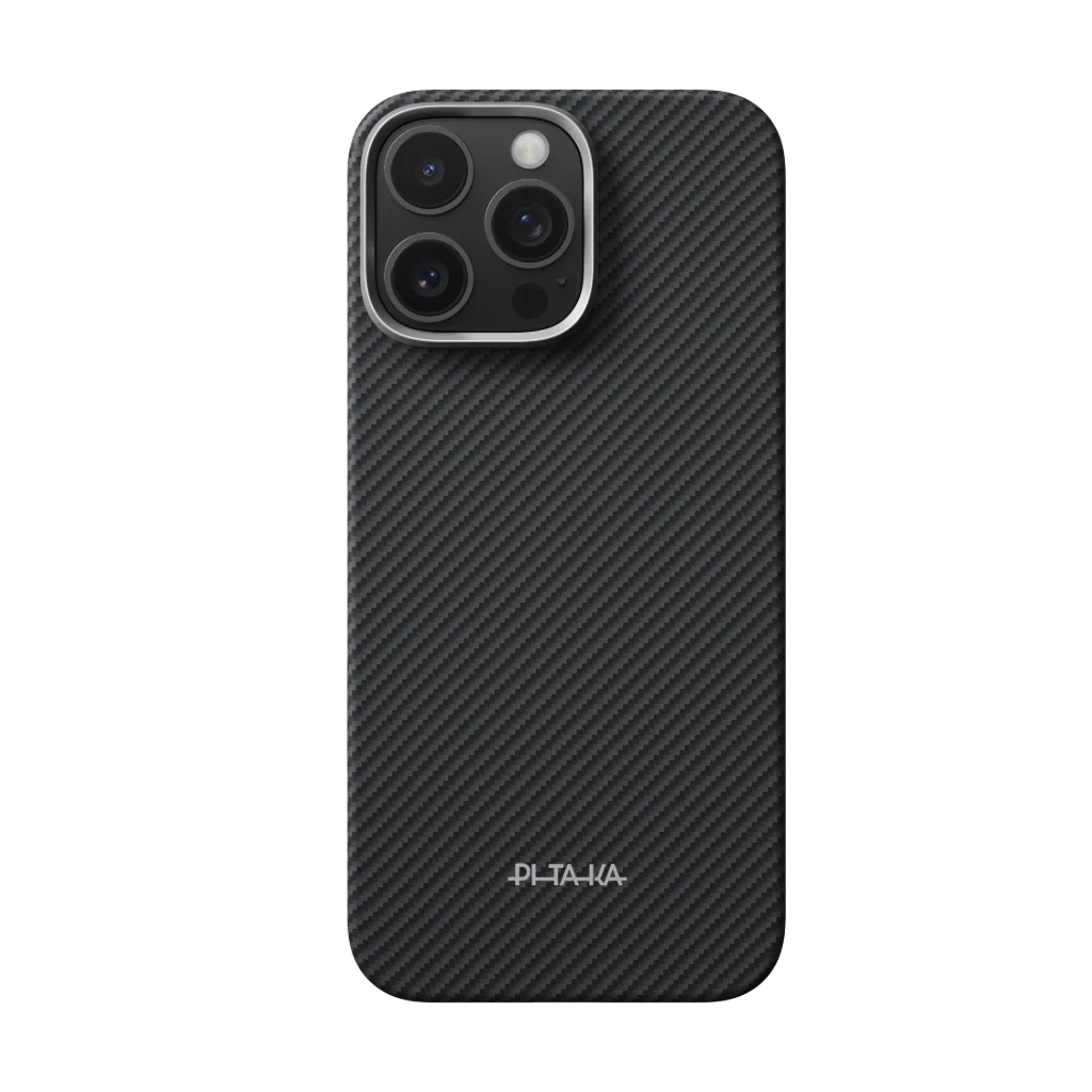 Laptop, Tablete & Telefoane - Husa Pitaka pentru iPhone 16 Pro Max, Ultra-Slim, PitaTap, Negru/Gri
