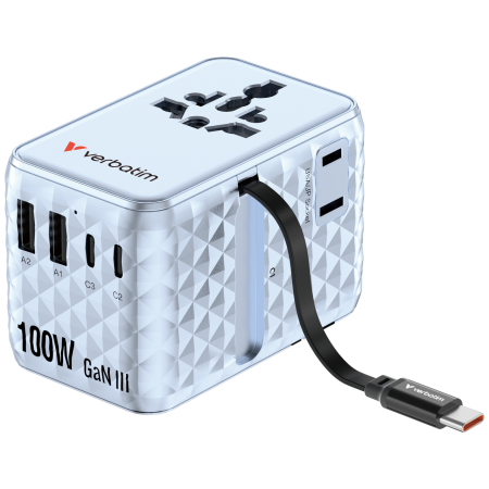 Incarcatoare retea - Incarcator Verbatim Charge 'n' Travel 100W, GaN III, Albastru