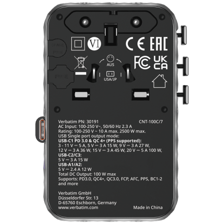 Incarcator Verbatim Charge 'n' Travel 100W, GaN III, Negru [2]
