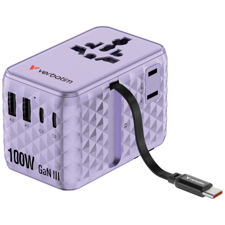 Incarcatoare retea - Incarcator Verbatim Charge 'n' Travel 100W, GaN III, Violet